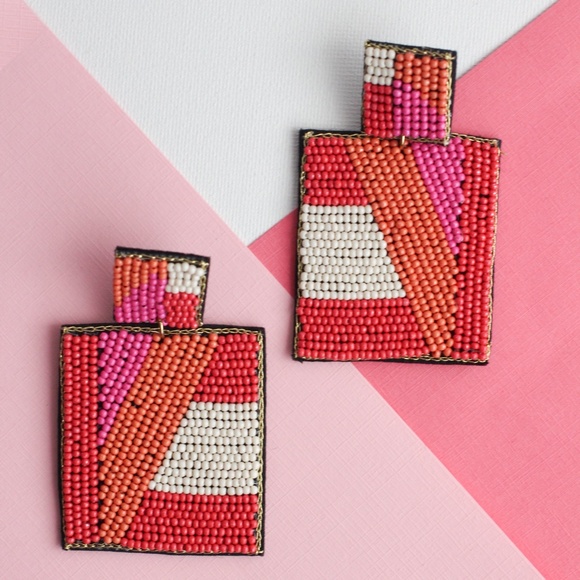 Ruby Beaded Earrings - Picture 4 of 4